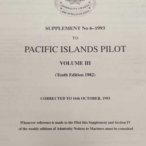 Pacific Islands Pilot Vol. lll Islands of the Central Part of Pacific Ocean Book - Picture 10 of 10